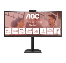 AOC E4 CU34E4CW écran plat de PC 86,4 cm (34") 3440 x 1440 pixels UltraWide Quad HD LED Noir
