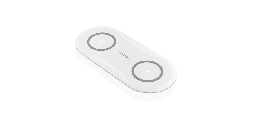 AISENS Cargador Inalambrico USB-C 15W 2 en 1 Para Movil Auriculares, Blanco