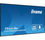 iiyama LH7565UHSB-B1 Écran d'affichage dynamique En forme de kiosk 189,2 cm (74.5") LED Wifi 800 cd/m² 4K Ultra HD Noir Intégré dans le processeur Android 11 24/7
