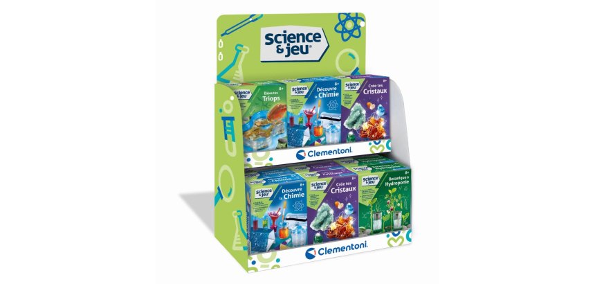 Presentoir clementoni coffret science et jeu assortis 18 unites