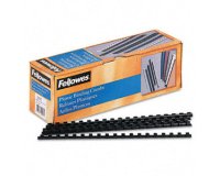 Anneau plastique à relier fellowes dos rond capacité 120f 16mm diamètre 300mm longueur coloris noir boîte 100 unités