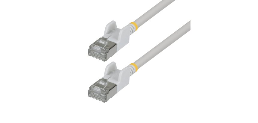 StarTech.com 15cm White Ultra Slim Cat6A Ethernet Cable, Snagless, FTP, Pure Bare Copper Wire, 34AWG Slim RJ45 Network Patch Cord, Individually Tested