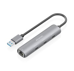 AISENS USB3.0 Dock USB-A A Ethernet Gigabit + Hub 3xUSB-C, Gris, 15cm
