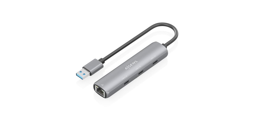 AISENS USB3.0 Dock USB-A A Ethernet Gigabit + Hub 3xUSB-C, Gris, 15cm