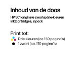 HP 301 originele zwarte/drie-kleuren inktcartridges, 2-pack