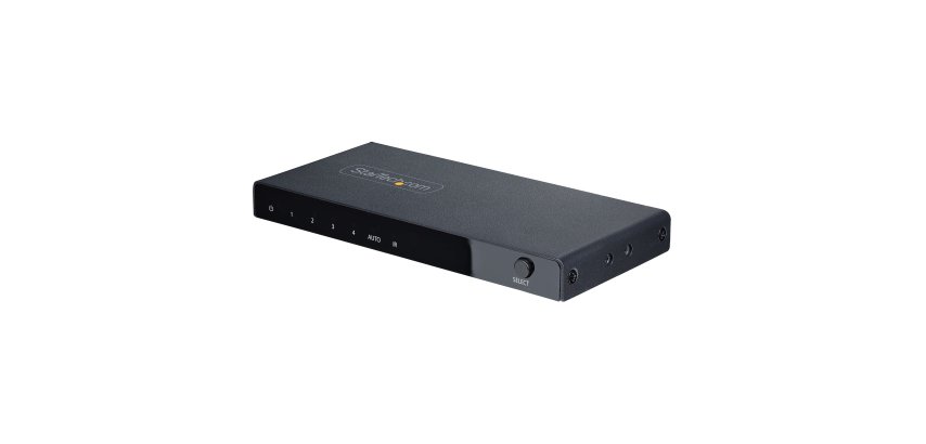 StarTech.com 4-Port 8K HDMI Switch, HDMI 2.1 Switcher 4K 120Hz HDR10+, 8K 60Hz UHD, HDMI Switch 4 In 1 Out, Auto/Manual Source Switching, Power Adapter and Remote Included