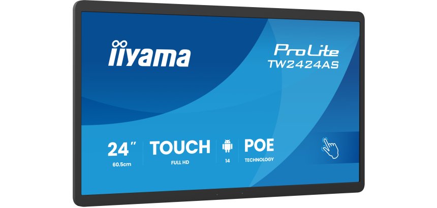 iiyama TW2424AS-B3P Écran d'affichage dynamique Écran plat interactif 60,5 cm (23.8") Wifi 450 cd/m² Full HD Noir Écran tactile Intégré dans le processeur Android 24/7