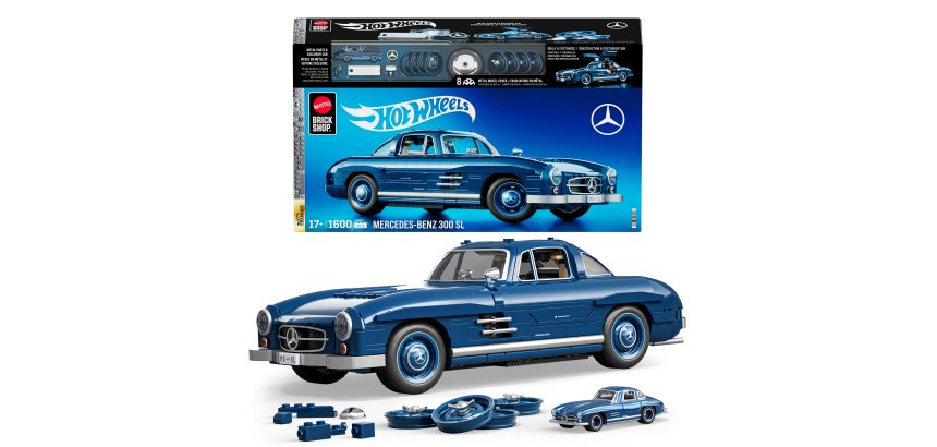 Hot Wheels Mattel Brick Shop Mercedes-Benz 300 SL Building Toy Kit (1600 Pieces), for Collectors