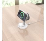 AISENS Cargador Inalambrico USB-C 3 en 1 De 15W Para Movil, Apple Watch, Auriculares Con Estuche De Carga, Blanco