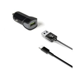 Celly CCUSBTYPEC cargador de dispositivo móvil Smartphone, Tableta Negro Encendedor de cigarrillos Auto