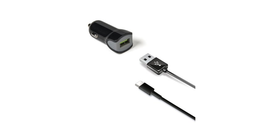 Celly CCUSBTYPEC cargador de dispositivo móvil Smartphone, Tableta Negro Encendedor de cigarrillos Auto