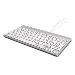 R-Go Tools Clavier ergonomique R-Go Compact Break, clavier compact avec logiciel de pause,AZERTY (FR), Filaire, blanc