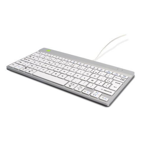 R-Go Tools Clavier ergonomique R-Go Compact Break, clavier compact avec logiciel de pause,AZERTY (FR), Filaire, blanc