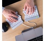 R-Go Tools Clavier ergonomique R-Go Split Break avec logiciel de pause, clavier ergonomique divisé, AZERTY (FR), bluetooth, blanc