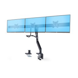 StarTech.com Soporte VESA de Sobremesa para Tres Monitores de 27 Pulgadas - 75x75/100x100 - Brazo de Soporte para 3 Monitores - Grommet o Mordaza - Ajuste sin Herramientas - Brazo con Resorte