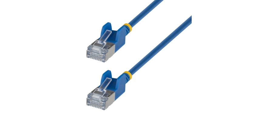 StarTech.com Câble Ethernet CAT6a Ultrafin Bleu de 1,5m, Sans Accroc, FTP, Fil de Cuivre Nu Pur, Cordon Patch Réseau RJ45 fin 34AWG, Testé par Fluke Channel