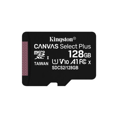 Kingston Technology Paquete de una tarjeta micSDXC Canvas Select Plus 100R A1 C10 de 128 GB sin ADP