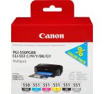 Canon PGI-550/CLI-551 PGBK/C/M/Y/BK/GY Multi Pack - pack de 6 - gris, noir, jaune, cyan, magenta - original - réservoir d'encre