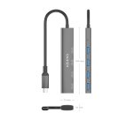 AISENS Hub USB 3.1 USB-C, USB-C/M-4x Tipo A/H, Gris, 15cm