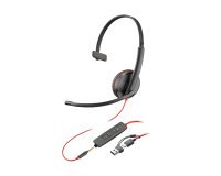 HP Poly Auriculares Blackwire 3215 monaural USB-C + conector de 3,5 mm + adaptador USB-C/A (paquete)