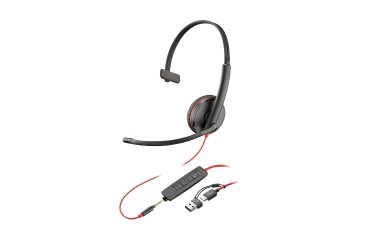 HP Poly Auriculares Blackwire 3215 monaural USB-C + conector de 3,5 mm + adaptador USB-C/A (paquete)