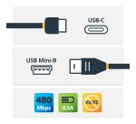 StarTech.com Cable de 2m USB-C a Mini USB-B - Cable Adaptador USB Tipo C a USB Mini B