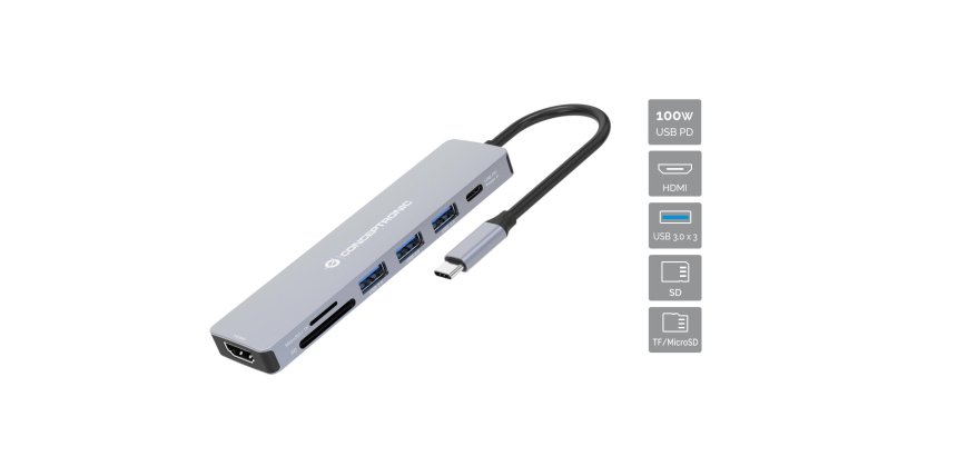 Conceptronic DONN19G replicatore di porte e docking station per laptop Cablato USB 3.2 Gen 1 (3.1 Gen 1) Type-C Grigio