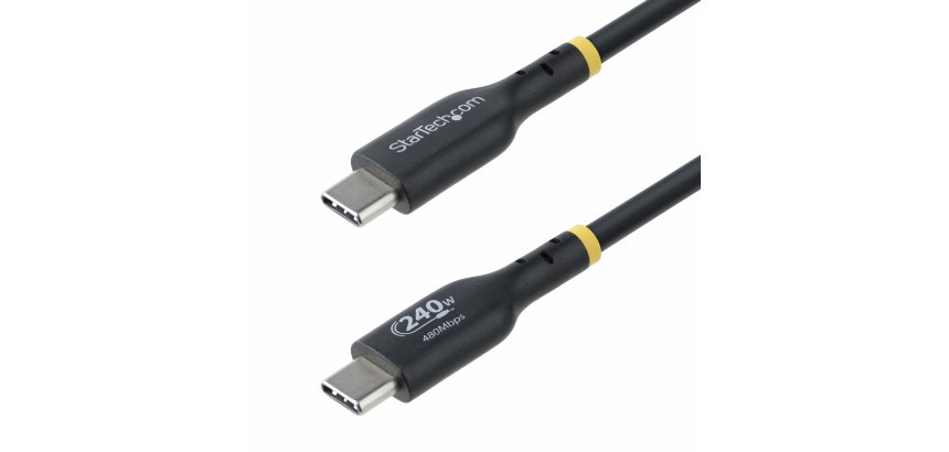 StarTech.com 3m USB-C Laadkabel, Charge & Sync, 240W (5A) PD EPR, USB 2.0, Laptop Type C Laadkabel, USB-IF Gecertificeerd, TPE Mantel - Zwarte USB-C Oplaadkabel