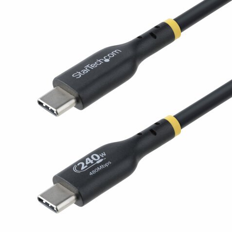 StarTech.com 4m USB-C Laadkabel, USB-IF Gecertificeerde USB Kabel, 240W PD EPR, USB 2.0 Type-C Laptop Laadkabel, USB-C Data Transfer Kabel, TPE Mantel, M/M