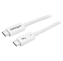 StarTech.com Cable Thunderbolt 3 Pasivo 50cm - 40Gbps - PD 100W - Vídeo 4K/5K - Cable Thunderbolt - Certificado Thunderbolt - Compatible USB4 / Modo Alt DP - Thunderbolt 4 - USB 3.2 - USB-C - Blanco
