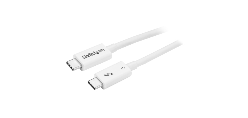 StarTech.com Cable Thunderbolt 3 Pasivo 50cm - 40Gbps - PD 100W - Vídeo 4K/5K - Cable Thunderbolt - Certificado Thunderbolt - Compatible USB4 / Modo Alt DP - Thunderbolt 4 - USB 3.2 - USB-C - Blanco
