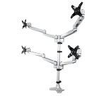 StarTech.com Desk Mount Quad Monitor Arm – Premium Articulating VESA 4 Monitor Mount 2x2 up to 30" (24.8lb/11.3kg) – Ergonomic Height Adjustable Pole Mount - Tilt/Swivel/Rotate - C-Clamp/Grommet - Silver - TAA