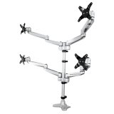 StarTech.com Bras de Support de Bureau pour Quatre Moniteurs - Support sur Mât Articulé/Réglable en Hauteur pour Écrans VESA 4 2x2 Jusqu'à 30"(11,2kg) - Inclinaison/Pivotement/Rotation - Pince en C/Anneau - Argent