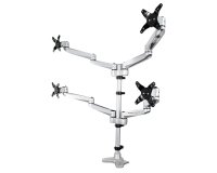 StarTech.com Bras de Support de Bureau pour Quatre Moniteurs - Support sur Mât Articulé/Réglable en Hauteur pour Écrans VESA 4 2x2 Jusqu'à 30"(11,2kg) - Inclinaison/Pivotement/Rotation - Pince en C/Anneau - Argent