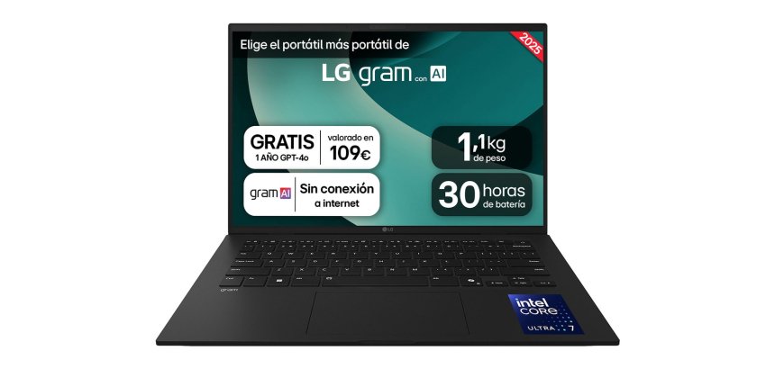 LG Gram 14Z90T-G.AD8BB ordenador portatil Intel Core Ultra 7 255H Portátil 35,6 cm (14") WUXGA 32 GB LPDDR5x-SDRAM 2 TB SSD Wi-Fi 6E (802.11ax) Windows 11 Home Español Negro