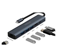 Nilox NXDSUSBC06 docking station per dispositivo mobile Grigio