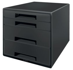Bloc de classement leitz plastique recycle 4 tiroirs   coloris noir