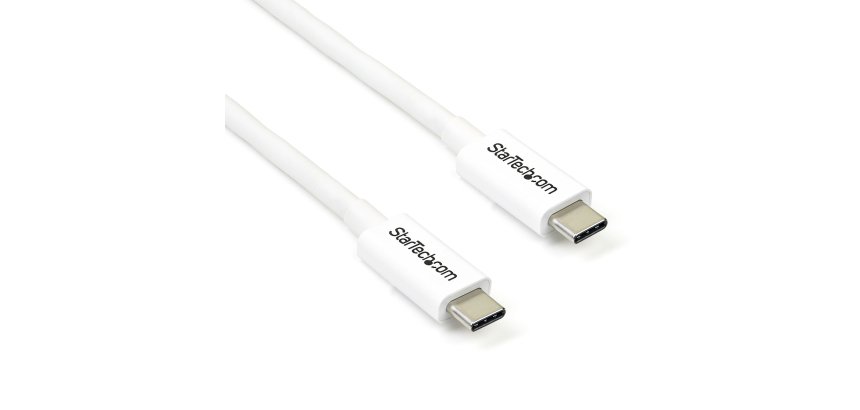 Cable de 2m Thunderbolt 3 Blanco - Cable Compatible con USB-C y DisplayPort - USB Tipo C