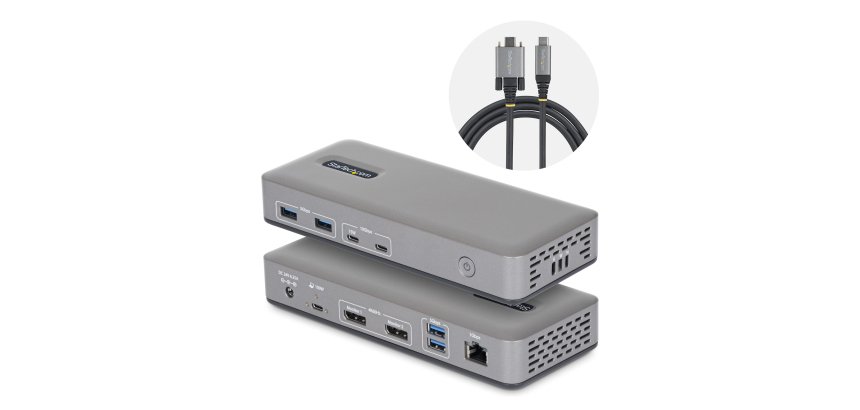 StarTech.com Docking Station USB-C de 2 Monitores DisplayPort - 4K 60Hz - Red Ethernet de 1Gbps - Dock Multipantalla - PD de 100W para Carga de Portátiles - Replicador de Puertos sin Controladores