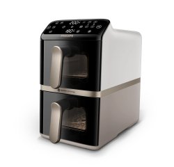 Philips Serie 4000 Airfryer doppio cestello Verticale, Friggitrice ad aria da 10L, 13 metodi di cottura, Rivestimento ceramica PFAS Free, Pulizia in lavastoviglie, App ricette, NA462/70