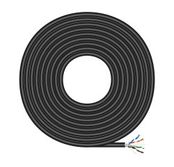 AISENS Cable de Red Exterior Impermeable RJ45 Cat.6 FTP Rigido AWG24, Negro, 100M