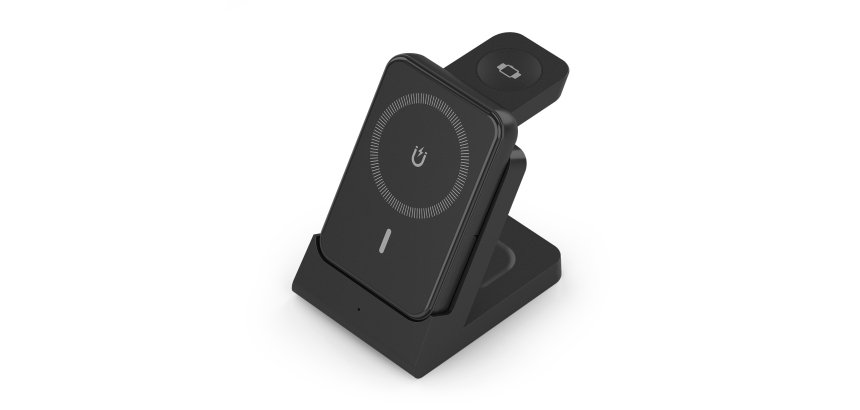 AISENS Cargador Inalambrico USB-C 4 en 1 De 15W Para Movil, Apple Watch, Auriculares Con Estuche De Carga, Negro