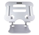 StarTech.com Laptop Stand for Desk, Ergonomic Laptop Stand Adjustable Height, Aluminum, Portable, Supports up to 22lb (10kg), Foldable Laptop Holder for Desk - Angled Notebook Computer Riser/Lift