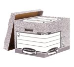 Caisse standard bankers box l40,4 x h29,2 x p33,5 cm montage automatique carton recyclé gris blanc