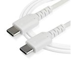 StarTech.com Cable de 1m de Carga USB C - de Carga Rápida y Sincronización USB 2.0 Tipo C a USB C para Portátiles - Revestimiento TPE de Fibra de Aramida M/M 60W Blanco - iPad Pro Surface
