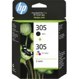 HP 305 2-Pack Tri-color/Black Original Ink Cartridge cartuccia d'inchiostro 2 pz Originale Resa standard Nero, Ciano, Magenta, Giallo