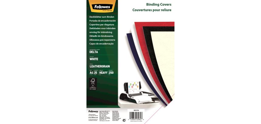 Couverture pour reliure Delta, grain cuir, blanc
