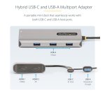 StarTech.com USB-C Multiport Adapter w/Attached USB-C to USB-A Dongle, Dual HDMI (4K30Hz/1080p60Hz), 3x USB-A 5Gbps, Mini Travel Dock, Laptop Docking Station, 1.3ft/40cm Cable
