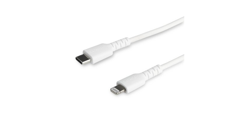 StarTech.com 6 foot (2m) Durable White USB-C to Lightning Cable - Heavy Duty Rugged Aramid Fiber USB Type C to Lightning Charger/Sync Power Cord - Apple MFi Certified iPad/iPhone 12