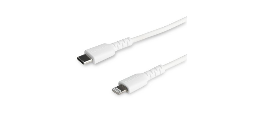 StarTech.com Cavo durevole da USB-C a Lightning da 1m bianco - Cavo di alimentazione/sincronizzazione in Fibra aramidica robusta per impieghi intensivi da USB tipo C a Lightening - Certificato Apple MFi per iPad/iPhone 12